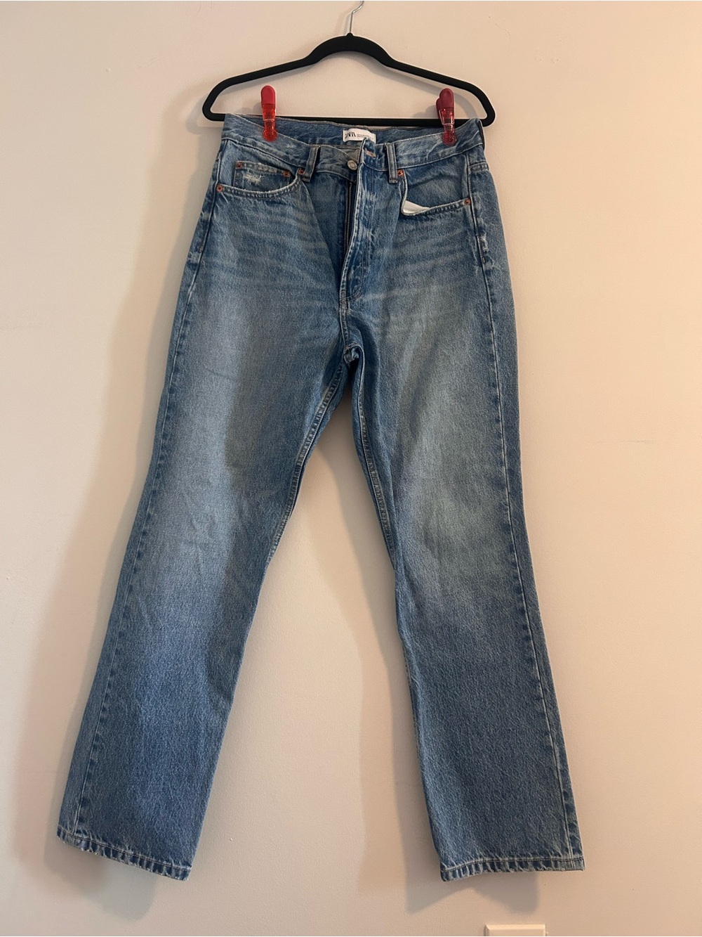 Zara Women's Straight Leg Jeans - Light Blue Denim